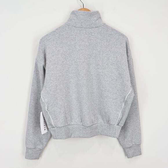 NWT Athleta Forever Fleece 1/2 Zip High Hip Crop Piping Sweatshirt Grey Small - Picture 5 of 11